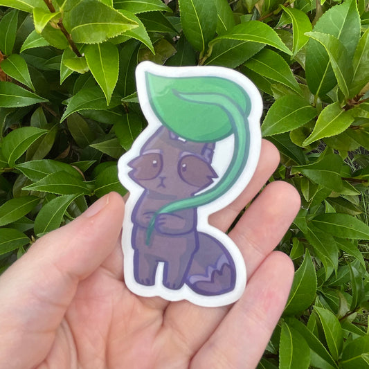 Raccoon Leaf Umbrella Sticker